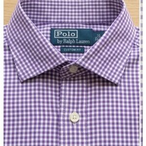 Polo Ralph Lauren Purple Gingham Dress Shirt - Custom Fit - 16 34/35